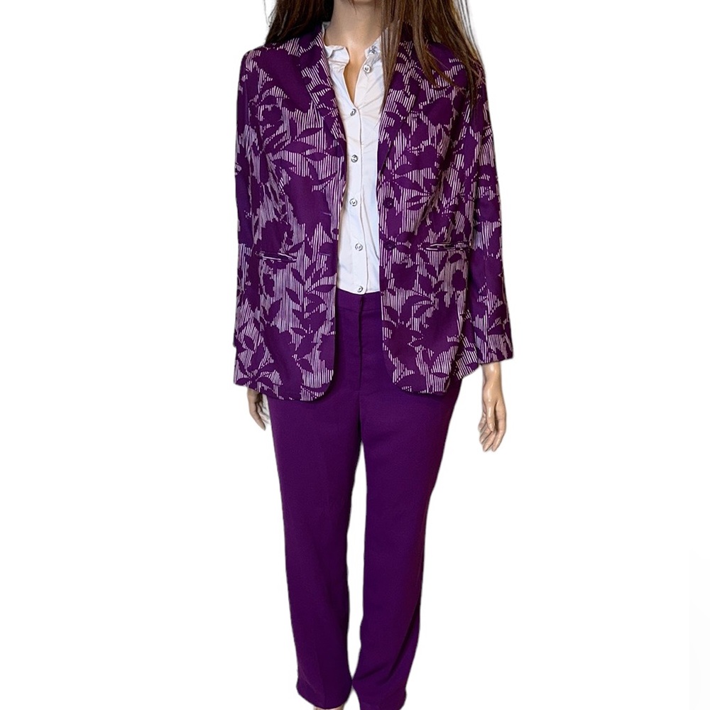 Jessica London Women's Plus Size Single-Breasted Pantsuit Set Size 18 Tall